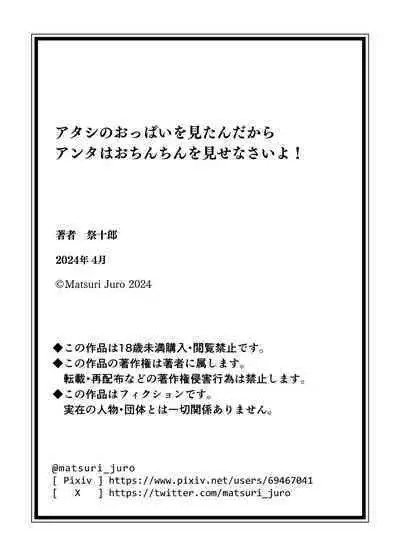 Atashi no Oppai o Mitandakara Anta no Ochinchin o Misenasai yo!